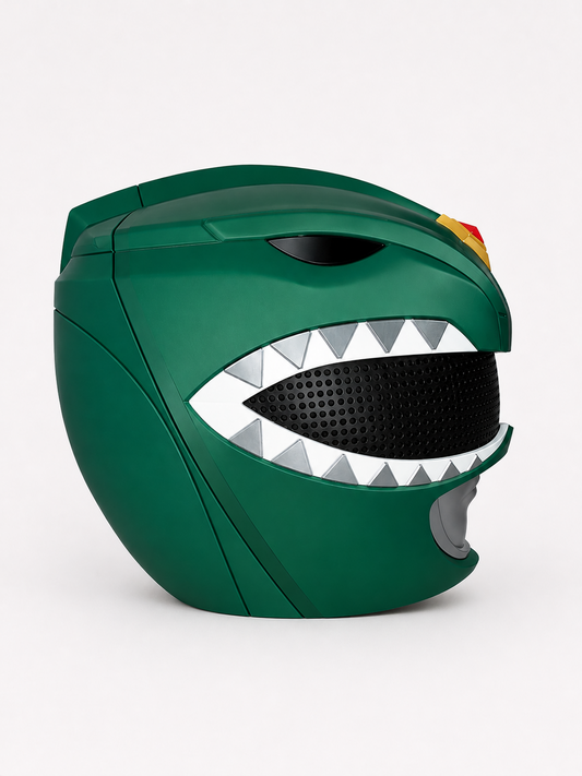 MMPR Green and White Ranger 3D printed helmet set left side view