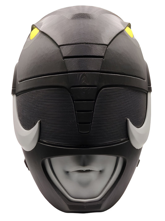 MMPR Black Ranger 3D printed cosplay helmet front view