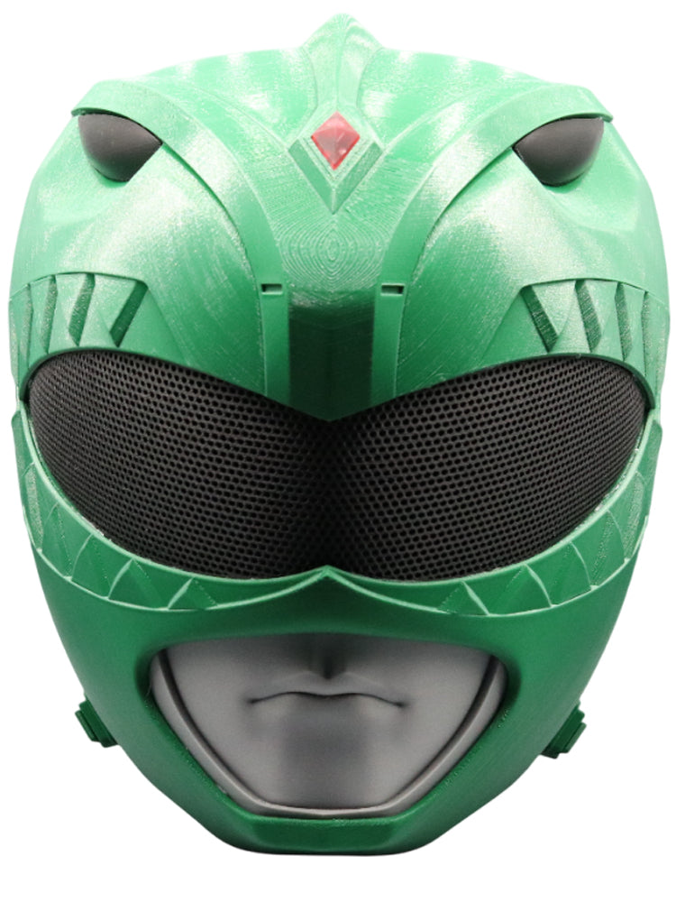 MMPR Green and White Ranger custom-size 3D printed cosplay helmet set