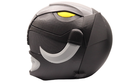MMPR Black Ranger 3D printed cosplay helmet right three-quarter view